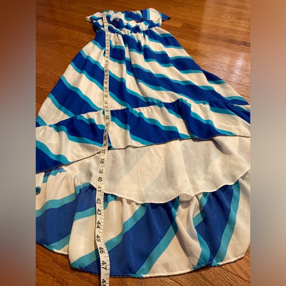 Lilly Pulitzer 🌸Caldwell Sail Stripe High Low Strapless Dress w/Gold Trim Small - Picture 11 of 12